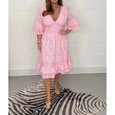 Seraphina™ | Embroidered V-Neck Maxi Dress