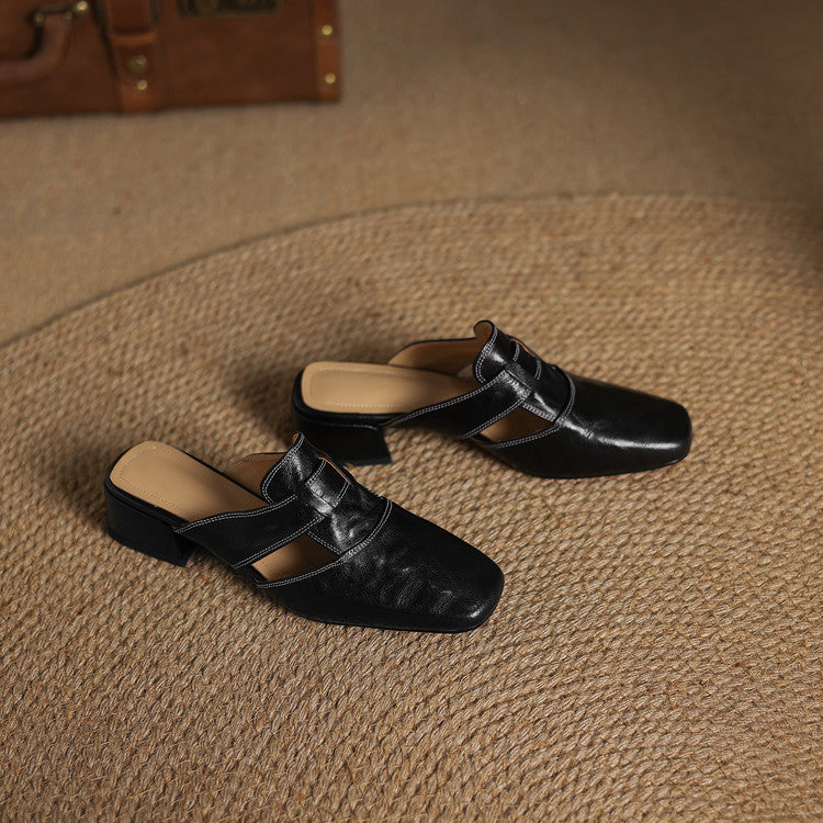 IvoraLuxe™ – Genuine Leather Mules