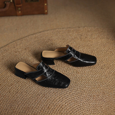 IvoraLuxe™ – Genuine Leather Mules
