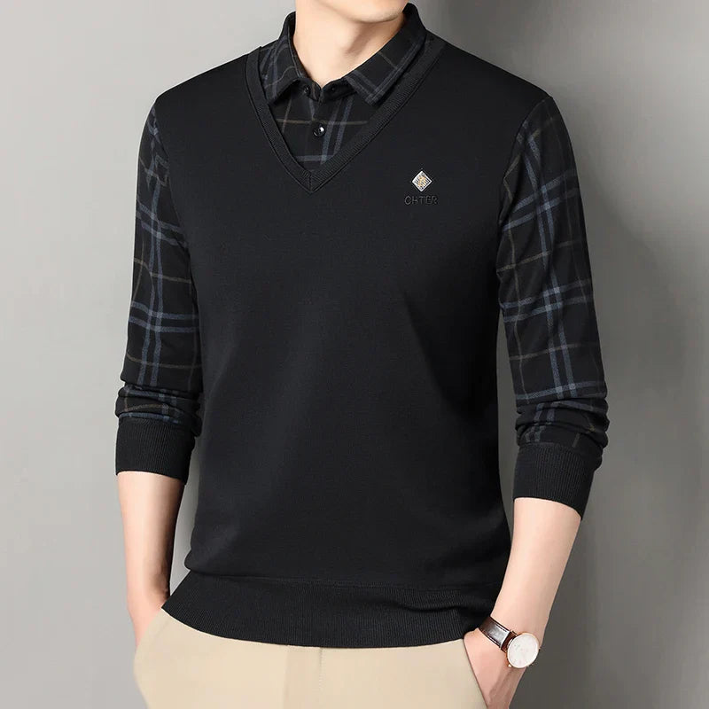 VeluMode™ | Men’s Winter Velvet Polo Pullover