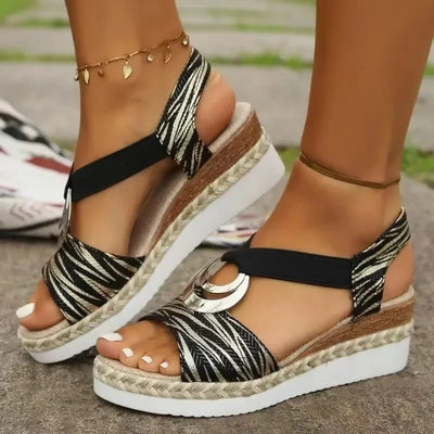 Mavis - Snake Print Platform Orthopedic Sandals