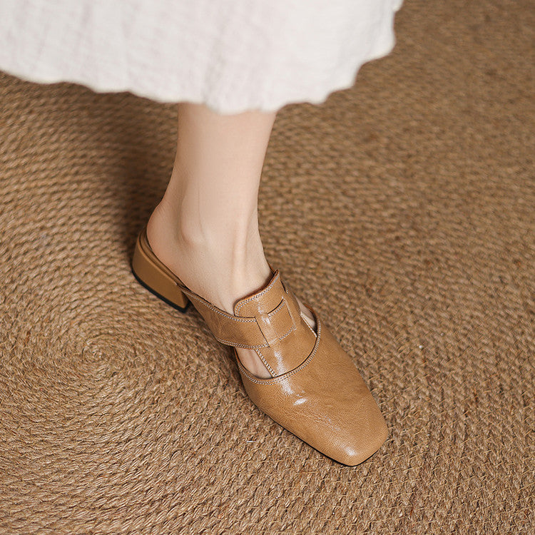 IvoraLuxe™ – Genuine Leather Mules