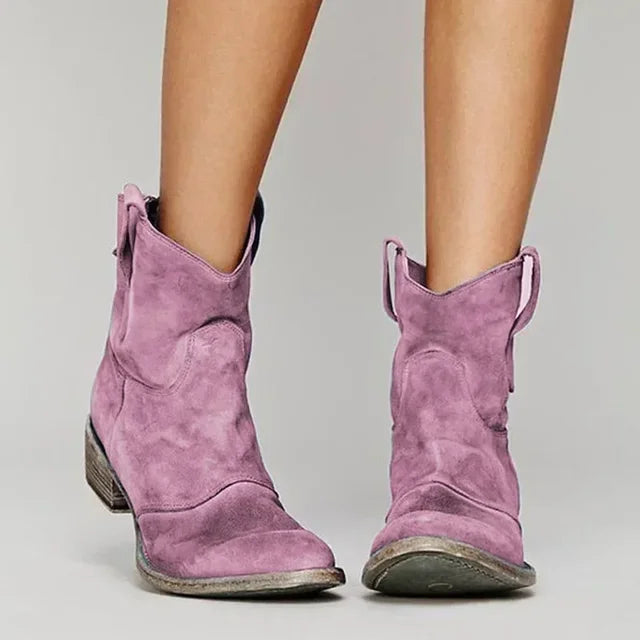 Elena - Retro Style Vintage Cowboy Ankle Boots