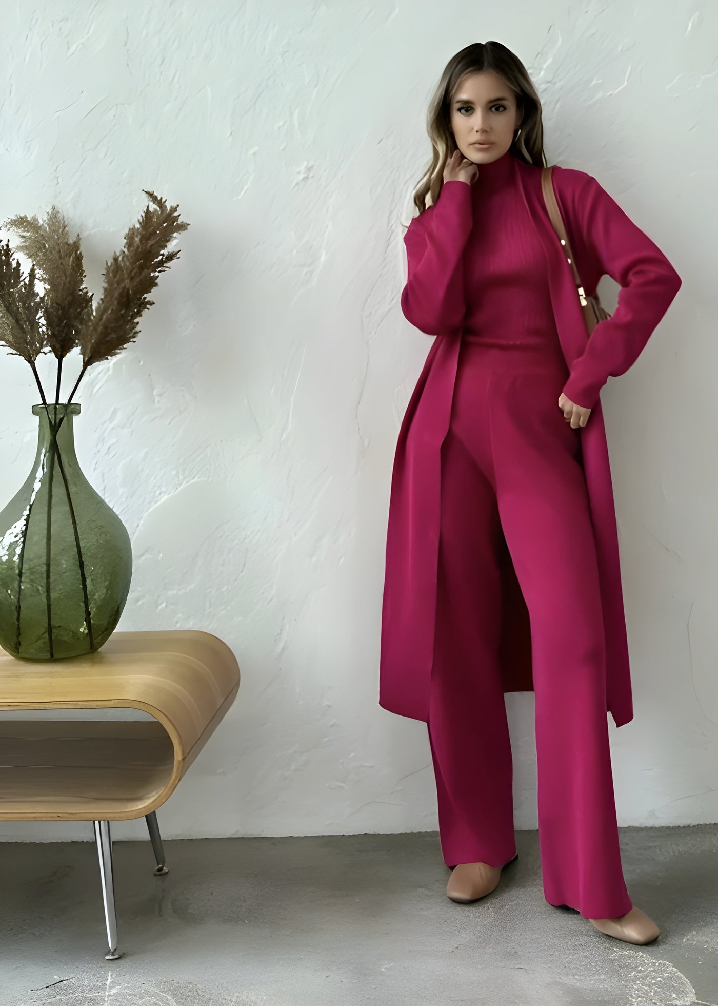 Bianca - Elegant Ribbed Knit 3-Piece Loungewear Set