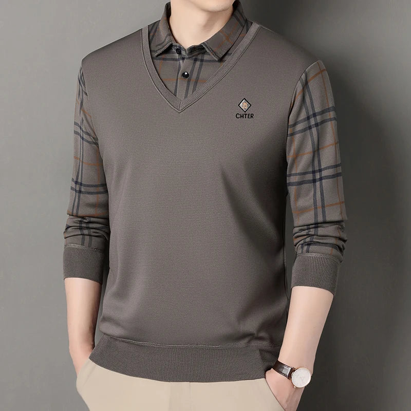 VeluMode™ | Men’s Winter Velvet Polo Pullover