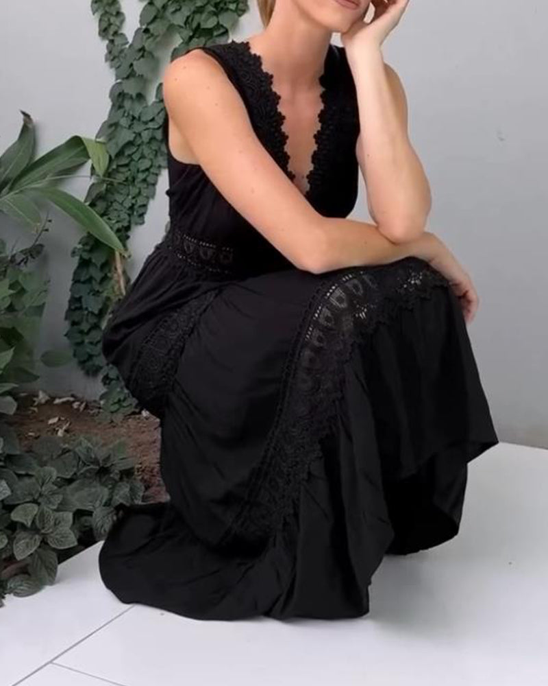 Liora™ | Chic Lace V-Neck Dress