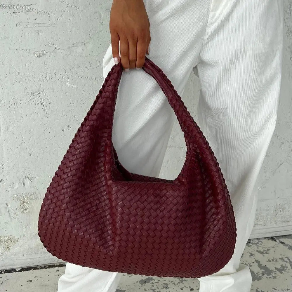 Tessa - Elegant PU Leather Woven Tote Bag