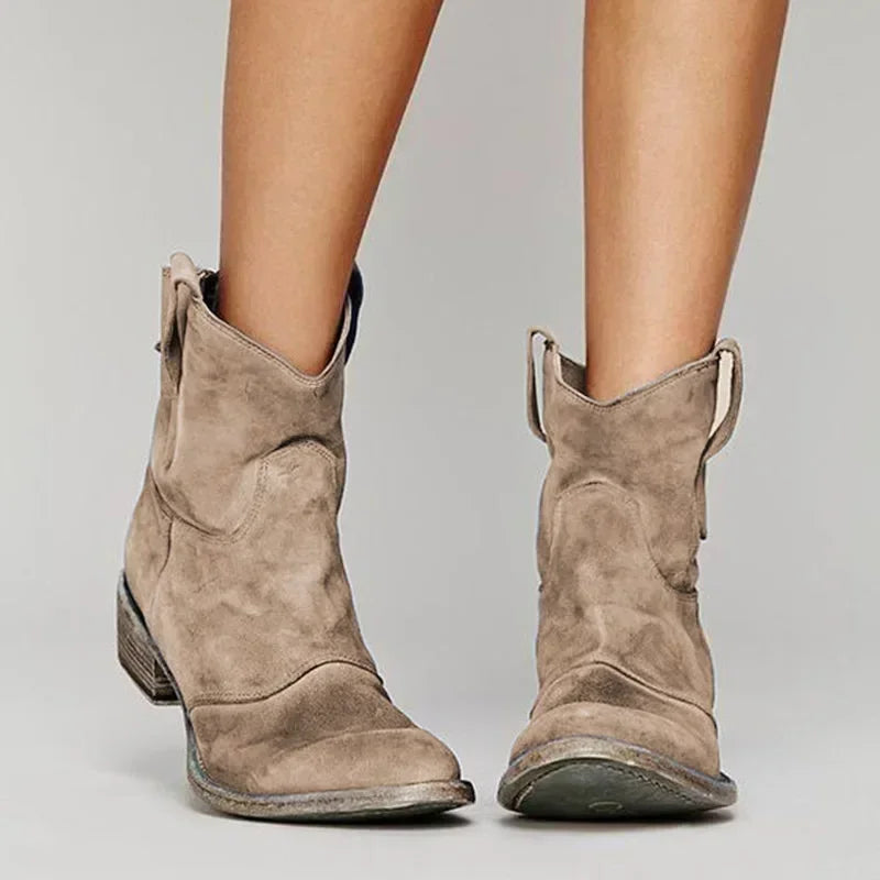 Elena - Retro Style Vintage Cowboy Ankle Boots