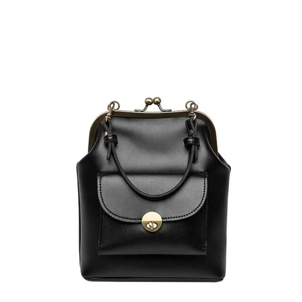 Anna - Chic Leather Bag with Kiss-Lock Closure