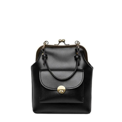 Anna - Chic Leather Bag with Kiss-Lock Closure