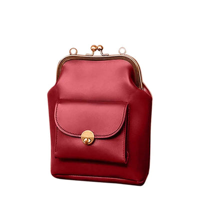 Anna - Chic Leather Bag with Kiss-Lock Closure