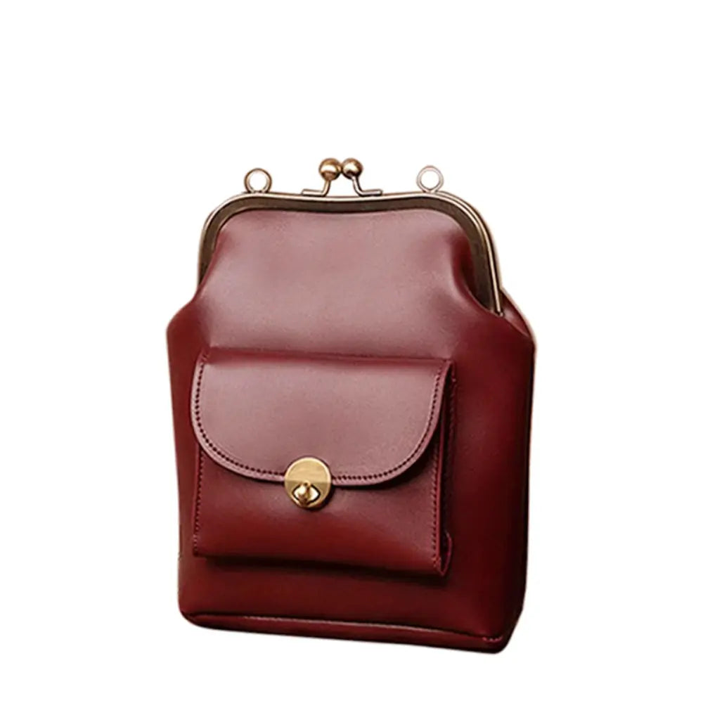 Anna - Chic Leather Bag with Kiss-Lock Closure