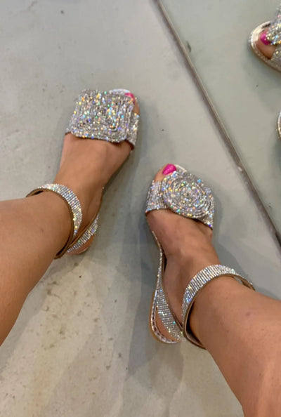 Linzey™ – Asymmetrical Rhinestone Low Sandals