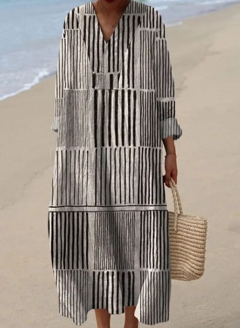 Daria - Women's Vintage Loose Striped Dress