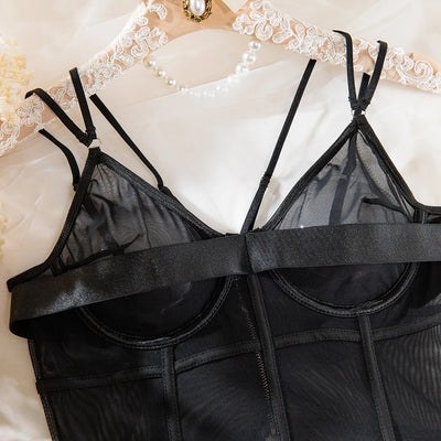 Astra - Spaghetti Strap Mesh One Piece Bodysuits