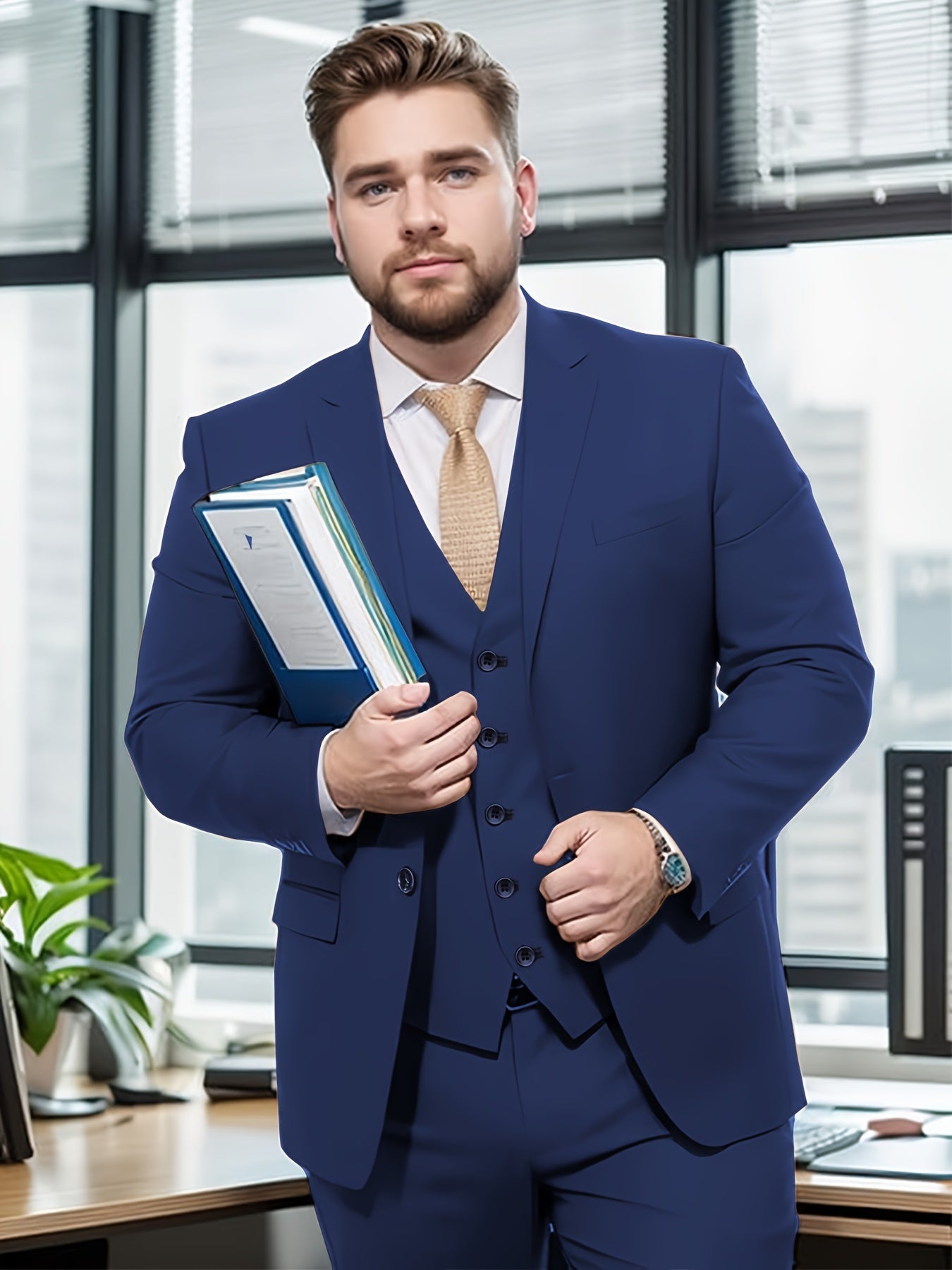 GrandeurFit™ Plus-Size 3-Piece Suit Set