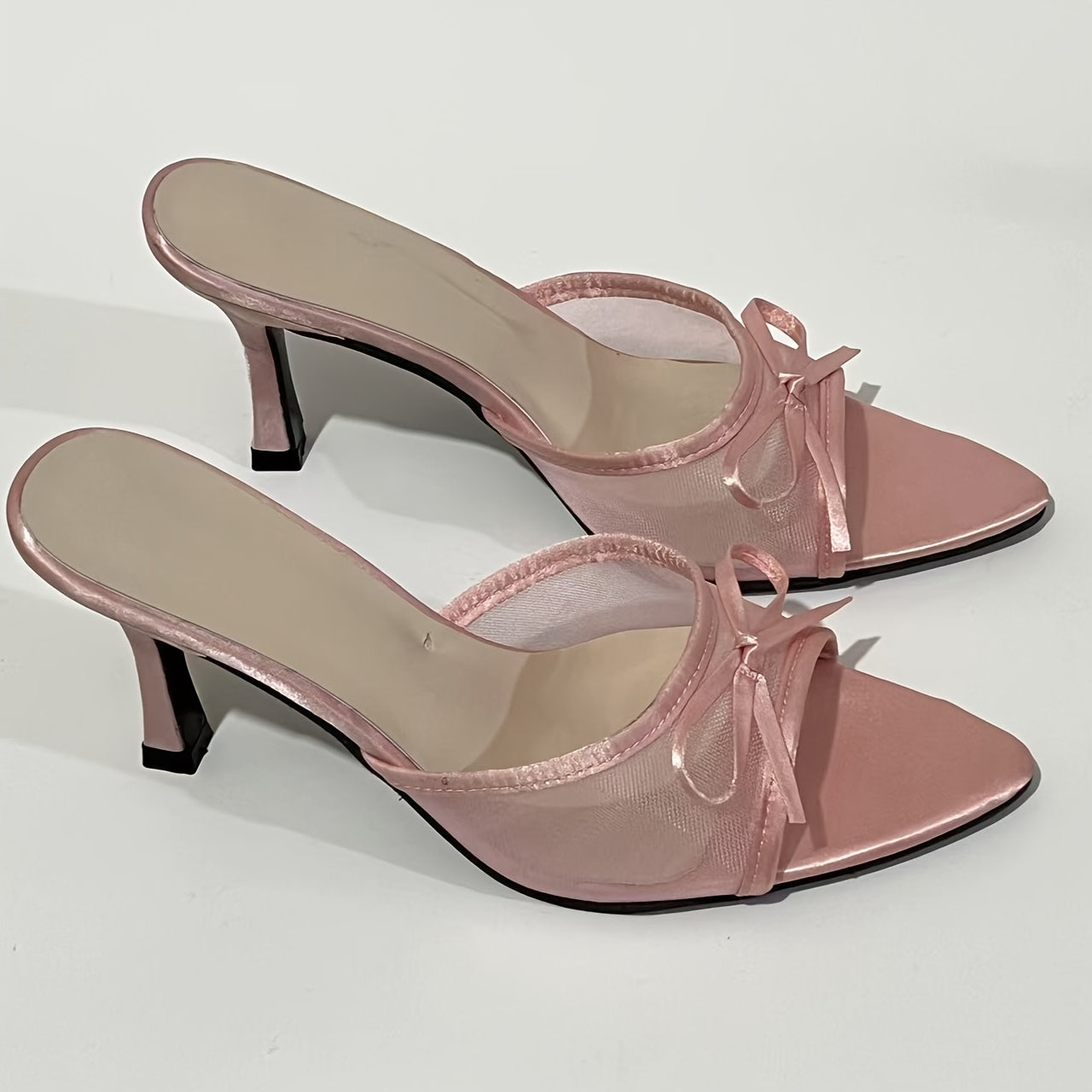 LuxeBow™ Women’s Mesh Open-Toe High Heels