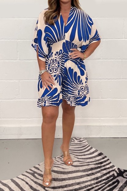 LuxeVibe™ V-Neck Printed Jumpsuit