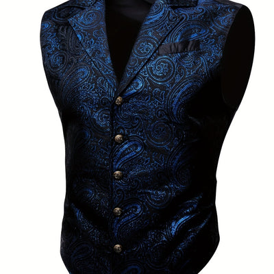VictorianElegance™ Green Satin Jacquard Waistcoat