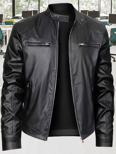 RetroEdge™ Men’s Stand Collar Bomber Jacket