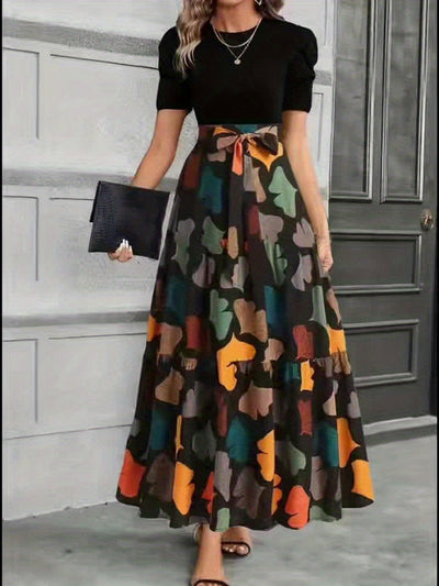 VivaForm™ A-Line Geometric Midi Dress