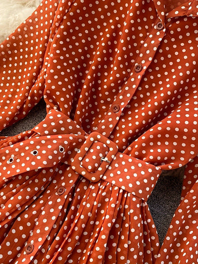 PolkaGrace™ Burgundy Maxi Dress