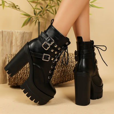 BoldStride™ Punk-Inspired Lace-Up Boots