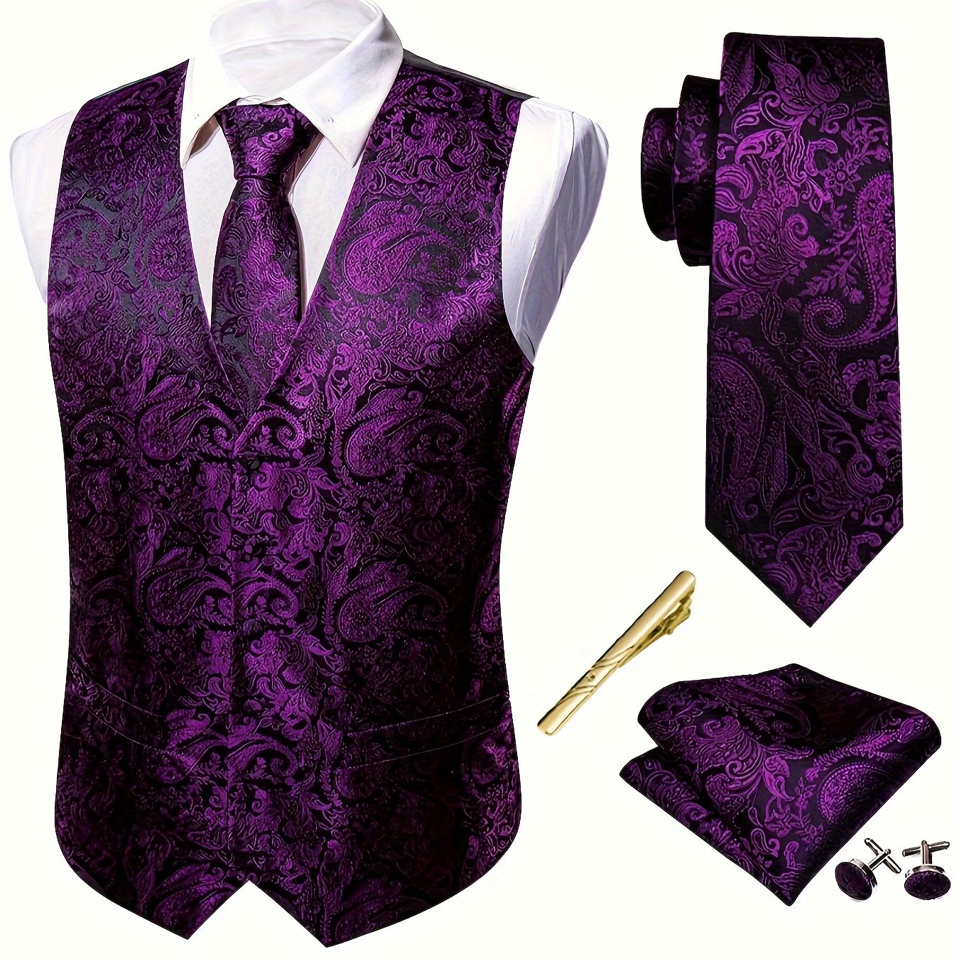 Regalia™ Purple Paisley Jacquard Vest Set