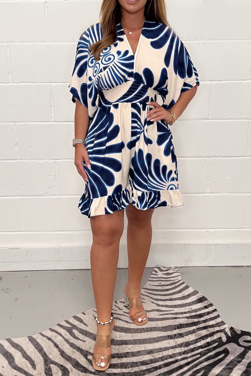 LuxeVibe™ V-Neck Printed Jumpsuit