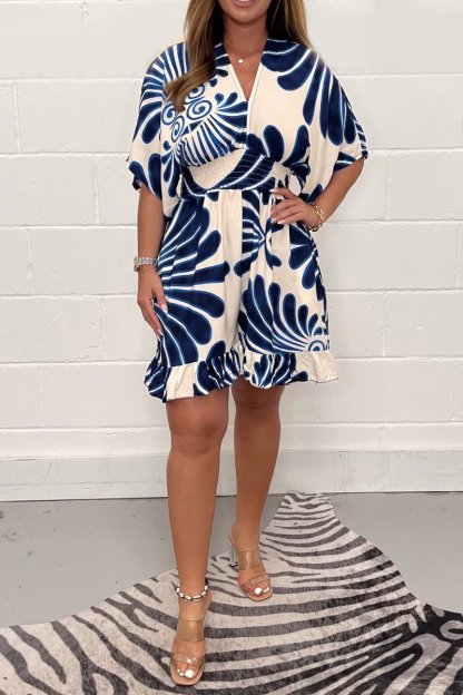 LuxeVibe™ V-Neck Printed Jumpsuit