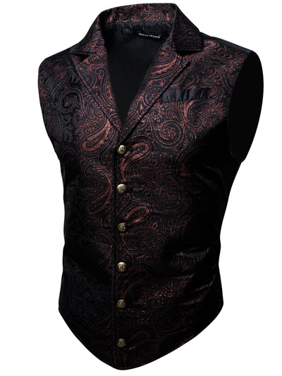 VictorianElegance™ Green Satin Jacquard Waistcoat