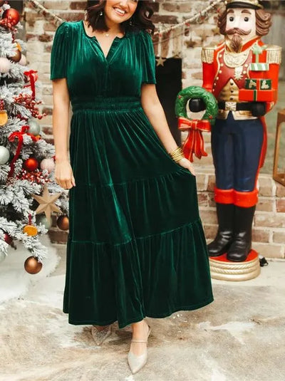 Velvera™ – Women’s Velvet Tiered Maxi Dress
