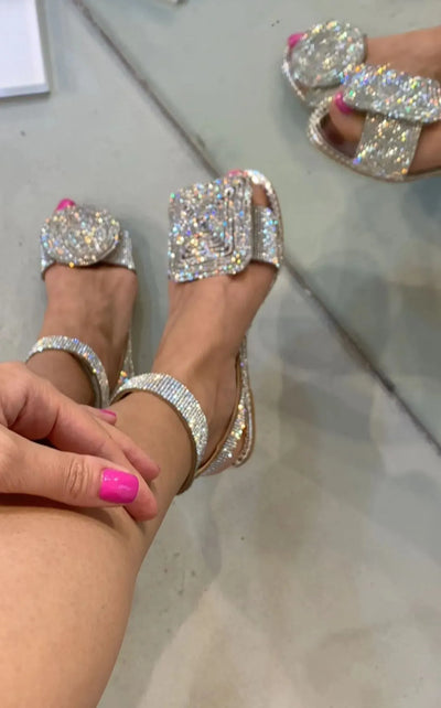 Linzey™ – Asymmetrical Rhinestone Low Sandals