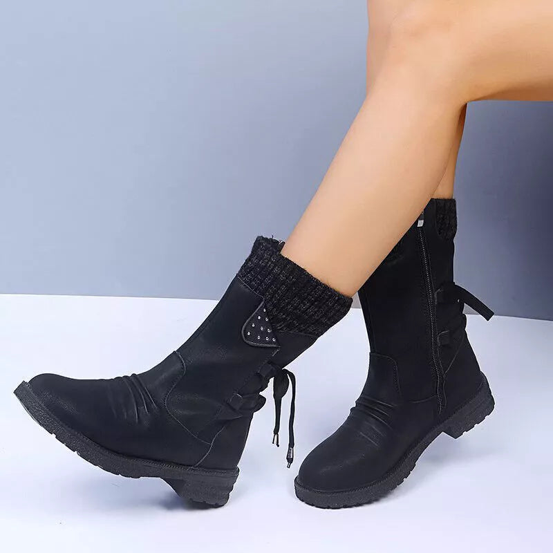 Svea - Retro Thick Heel Winter Boots