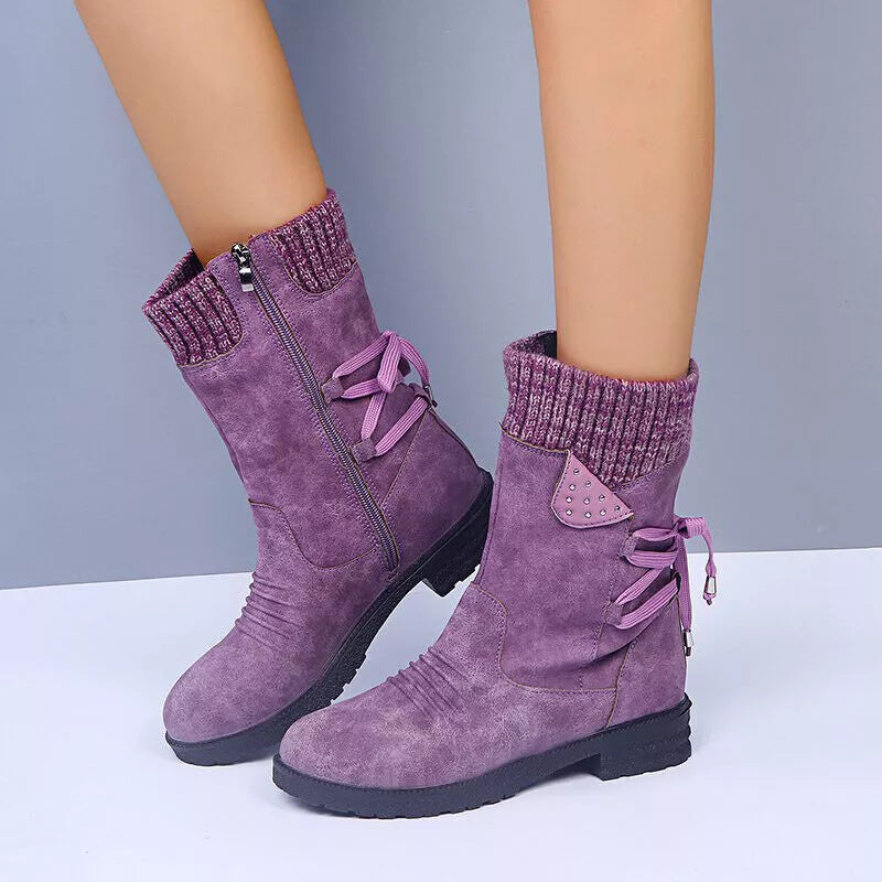 Svea - Retro Thick Heel Winter Boots