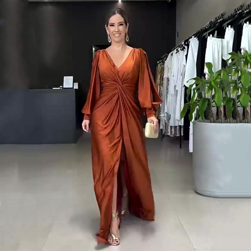 RadianceFlow™ Glossy Floor-Length Dress