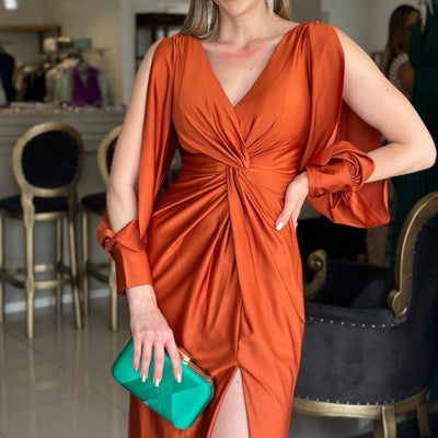 RadianceFlow™ Glossy Floor-Length Dress