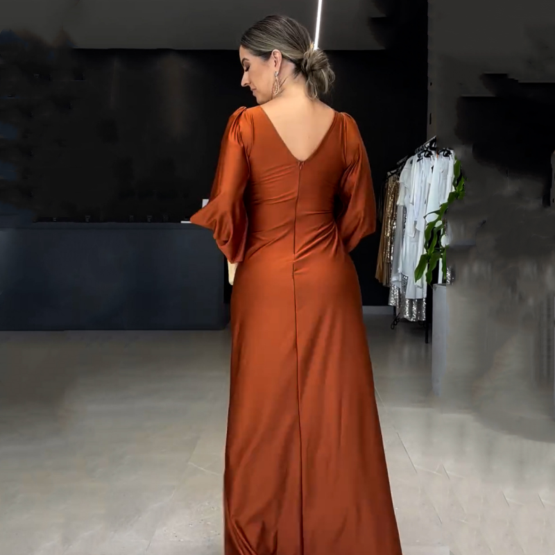 RadianceFlow™ Glossy Floor-Length Dress