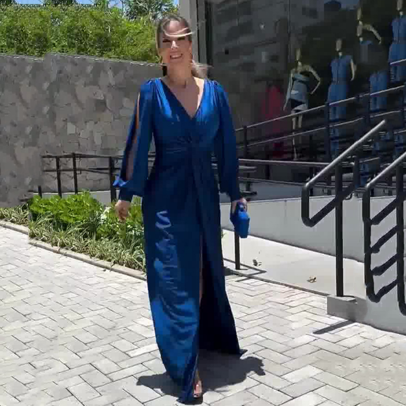 RadianceFlow™ Glossy Floor-Length Dress