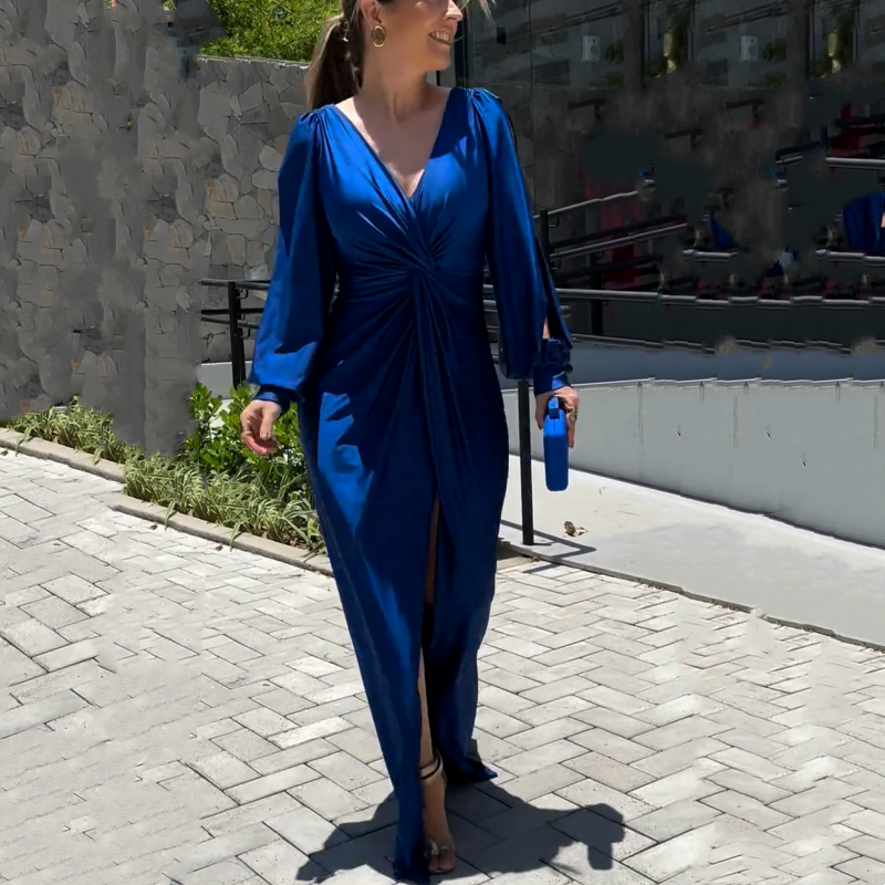 RadianceFlow™ Glossy Floor-Length Dress