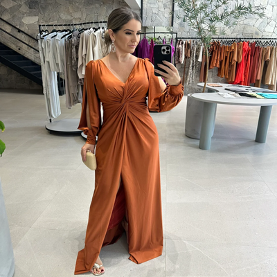 RadianceFlow™ Glossy Floor-Length Dress