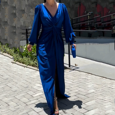 RadianceFlow™ Glossy Floor-Length Dress