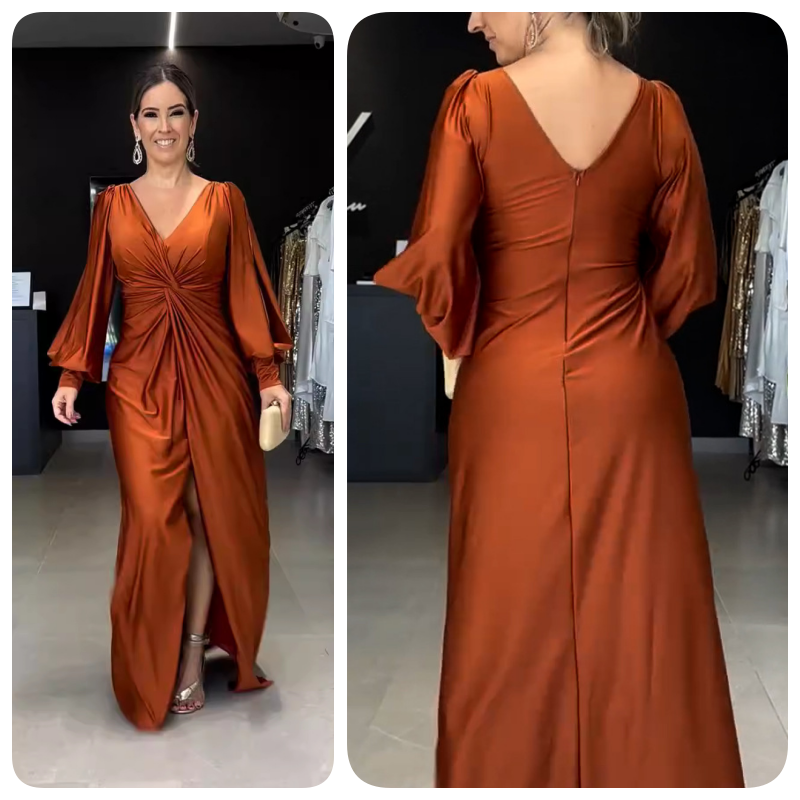 RadianceFlow™ Glossy Floor-Length Dress