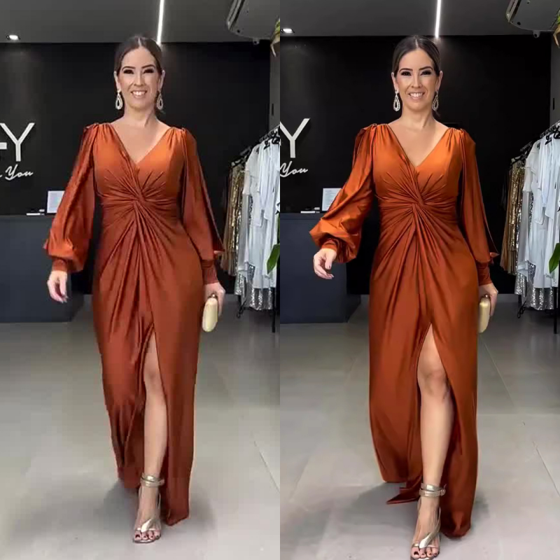 RadianceFlow™ Glossy Floor-Length Dress