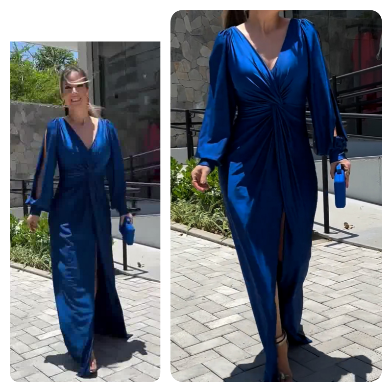 RadianceFlow™ Glossy Floor-Length Dress