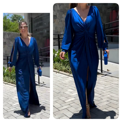 RadianceFlow™ Glossy Floor-Length Dress