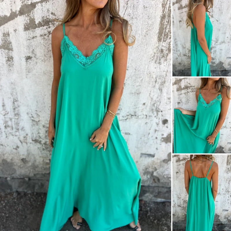 LaceAura™ Spaghetti Strap Maxi Dress