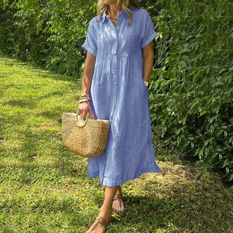 LineaChic™ Striped Shirt Dress