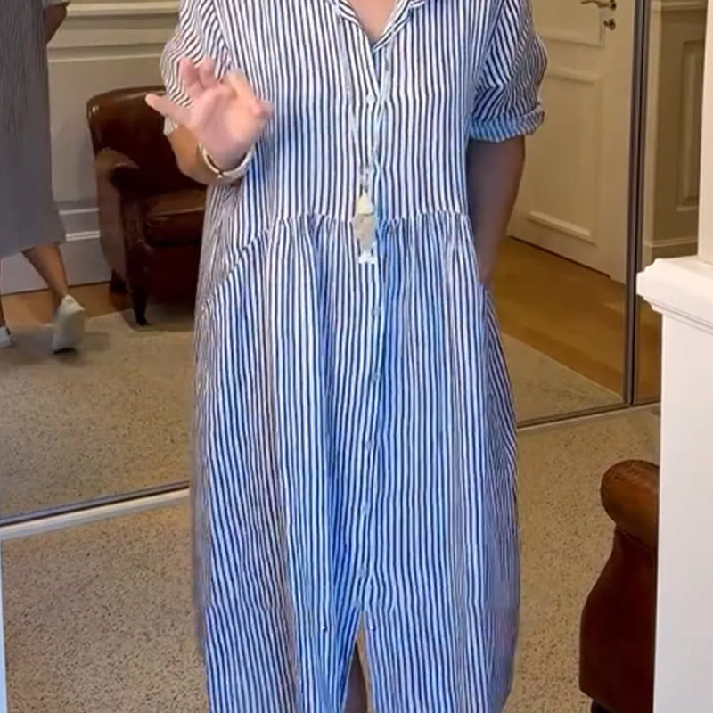 LineaChic™ Striped Shirt Dress