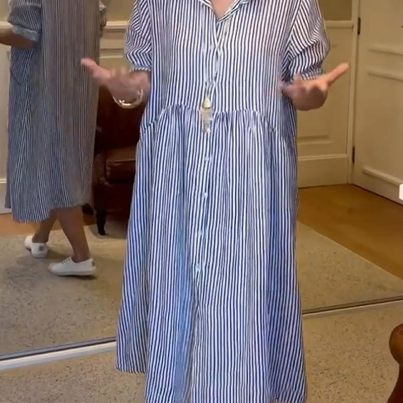 LineaChic™ Striped Shirt Dress